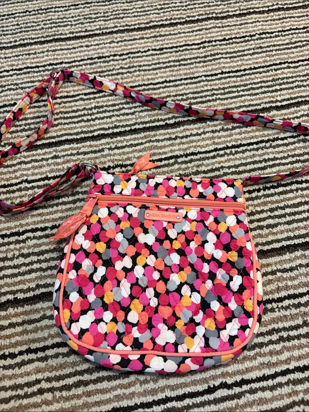 Vera Bradley Pink Orange Multicolor Quilted Crossbody